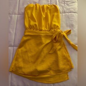 Tyche Yellow Strapless Romper/Dress